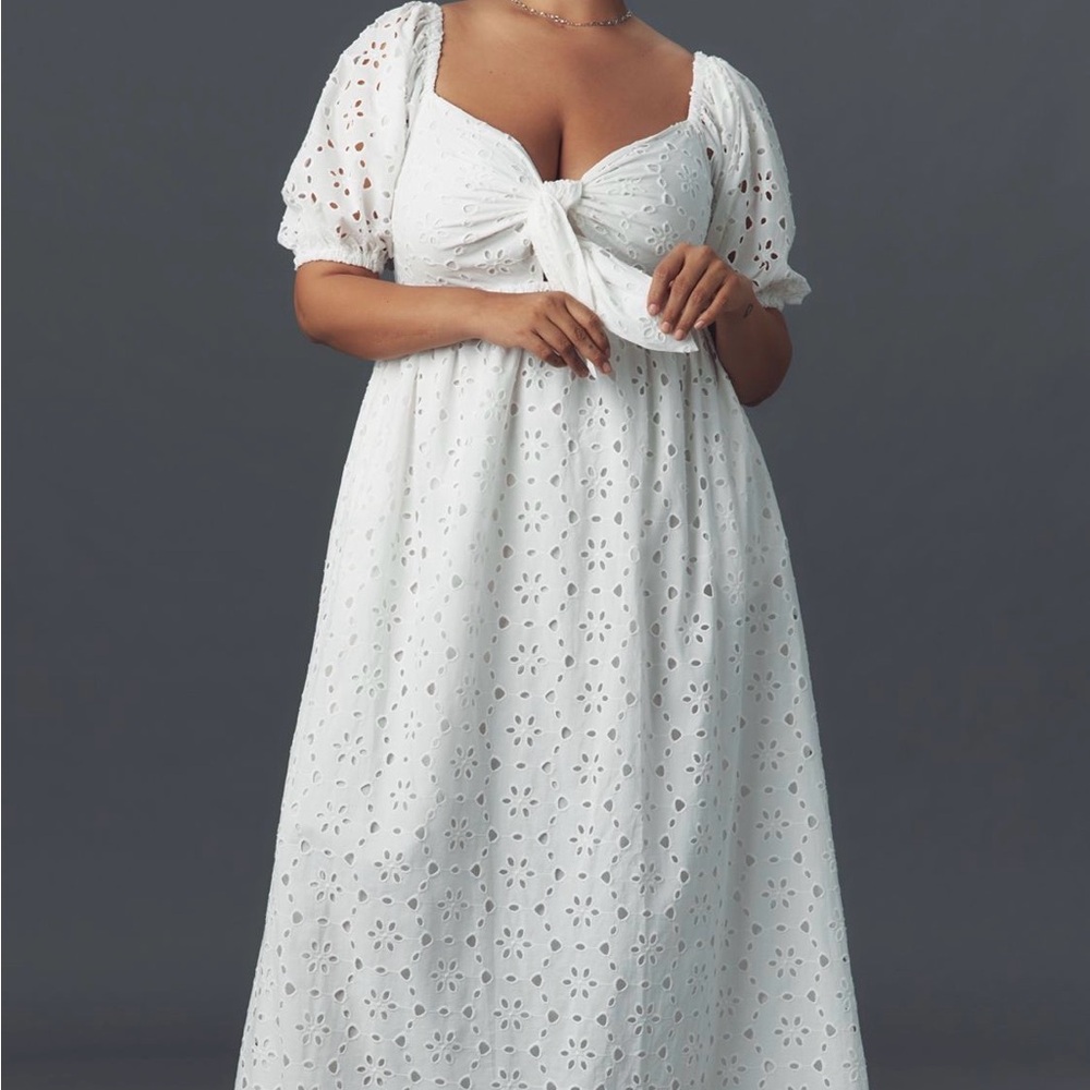 Anthropologie White Eyelet Maxi Dress NWT